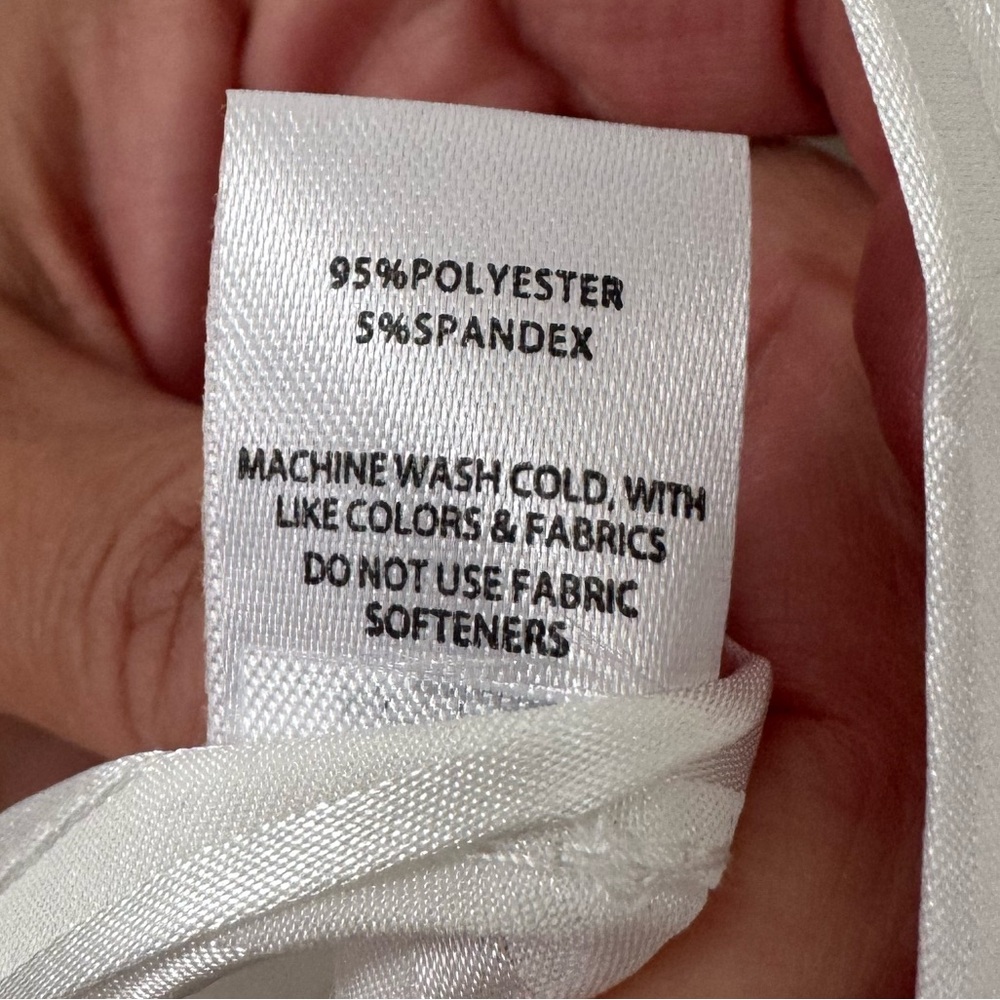 NWT Rumors Elegant White Satin Striped Button-Up Long Sleeve Shirt Size S Small - Picture 7 of 8